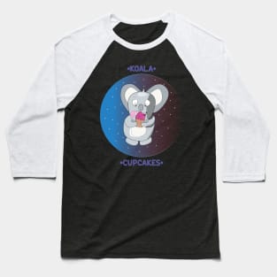 Cute Koala With Cupcake Cartoon Design Baseball T-Shirt